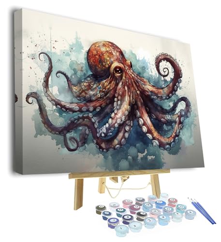 TUMOVO DIY Paint by Number Octopus and Tentacles of Octopus Paint by Numbers for Adults Abstract Adult Paint by Numbers Kids on Canvas Wall Art Paint by Numbers for Adults Beginner Framed 16x20 inch - color: Artwork-06-F