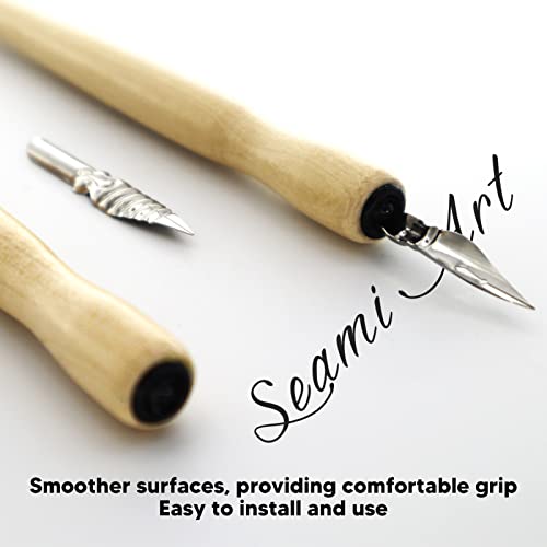 HERCHR 10 Pcs Nib Pen Holder, Comfortable Wooden Comic Dip Pen Nib Holder Set for Beginners Professionals Art Painting Calligraphy Writing Drawing Signing (Natural Wood) - color: Natural Wood
