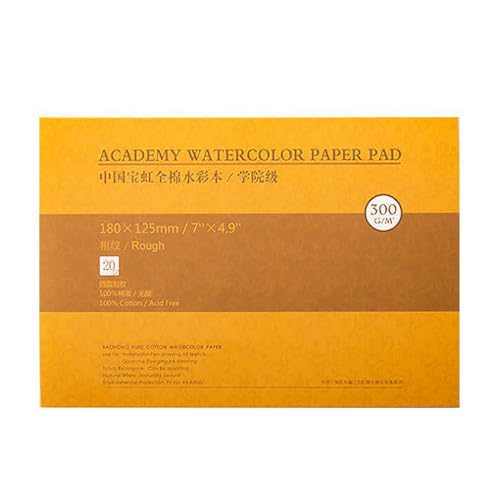 MEEDEN 5×7" Cotton Watercolor Paper Block, Textured Surface Watercolor Paper, Rough Grain, 140lb/300gsm, 20 Sheets for Painting & Drawing, Wet, Mixed Media - color: Rough Grain, size: 5×7"