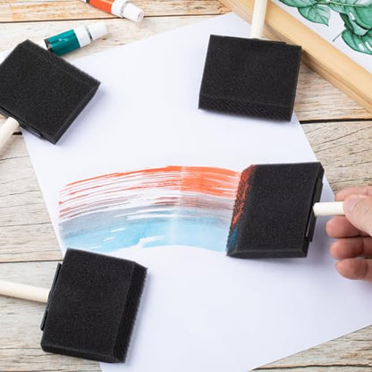 HINZIC 5Pcs 3inch Foam Paint Brushes Black Sponge Brushes Wood Handle Foam Brushes for Painting Varnishes DIY Craft Projects - size: 3 inch