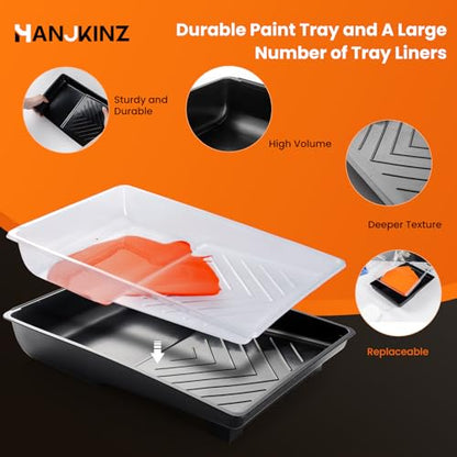 9 Pcs 6 Inch Small Paint Roller Kit with Microfiber Paint Roller Covers, Paint Tray with Liner, Mini Paint Roller for Painting Wall, Door, Cabinet - size: 9 Pcs 6 Inch Small Paint Roller Kit