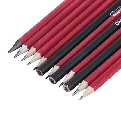 BXT 18pcs Wood Charcoal Pencil Set - Drawing Writing Pencil 8B 6B 4B 2B 2H H HB F, Graphite Pencil,Compressed Charcoal Sticks,Art Eraser, Mini Pencil Sharpener,Gift for Aritists,Hobbyist,Beginner - color: 18pcs