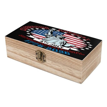 Celebrating Americas 4th July Semiquincentennial 1776 2026 Statue Of Liberty America Flag Jewelry Box Wooden Rustic Multi-Purpose Organizer with Front Clasp for Jewelry, Crafts, Accessories & - color: style-1