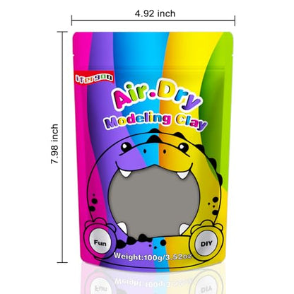 ifergoo Gray Air Dry Clay, DIY Creative Modeling Clay for Kids, Super Light Magic Foam Clay for Kids Age 3-12, Soft, No-Sticky & Non-Toxic, Molding Clay for School Art & Craft Project(Gray 100g/3.5oz) - color: Gray/100g