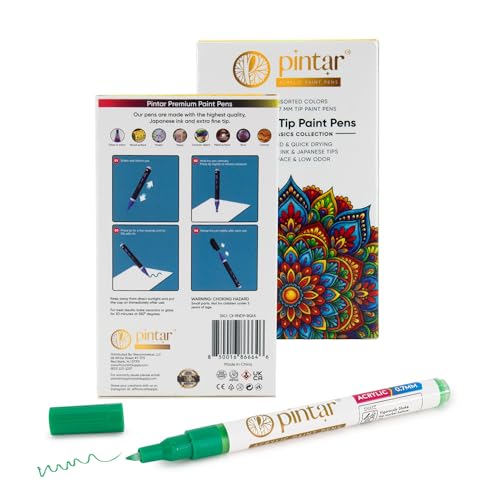 PINTAR Acrylic Paint Pens, 14 Pack, Extra Fine 0.7mm Japanese Tip Paint Markers for Rock Painting, Wood, Glass, Ceramic, Leather, Shoes, Canvas, Multi Surface Quick Dry Japanese Opaque Ink Marker Set - size: .7mm