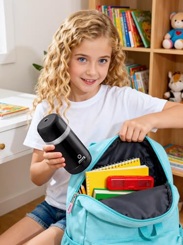 JARLINK Automatic Electric Pencil Sharpener - Hands-Free Operation, 3 Sharpness Modes, 3-Second Sharpening, Rechargeable & Portable for 7-12mm Pencils, Ideal for Classroom and Home Use (Black) - color: Black