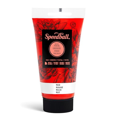 Speedball 3501 Water Soluble Block Printing Ink – Bold Color With Satin Finish AP Non-Toxic 2.5 Fl. Oz., Red - color: Red, size: 2.4 fl oz