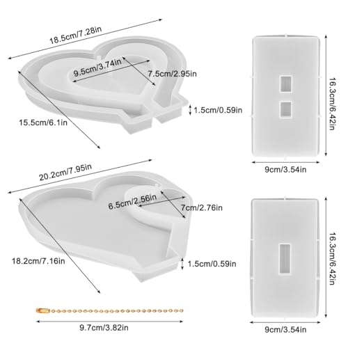 2 Set 3D Photo Frame Resin Molds, FineGood Heart Shape Silicone Molds for Resin, DIY Personalised Picture Frame Epoxy Resin Moulds Art Craft for Wedding Home Decor