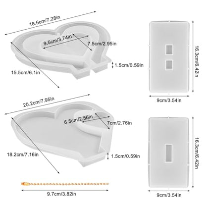 2 Set 3D Photo Frame Resin Molds, FineGood Heart Shape Silicone Molds for Resin, DIY Personalised Picture Frame Epoxy Resin Moulds Art Craft for Wedding Home Decor