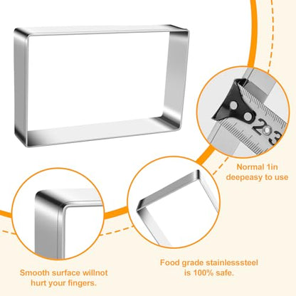 Rectangle Cookie Cutters Egg Biscuit for Kids DIY School Lunchbox Bento Box Fruit Vegetable Sandwich Cutters for Baking Party Christmas Holiday, Pack of 5 - style: Rectangle 5pcs