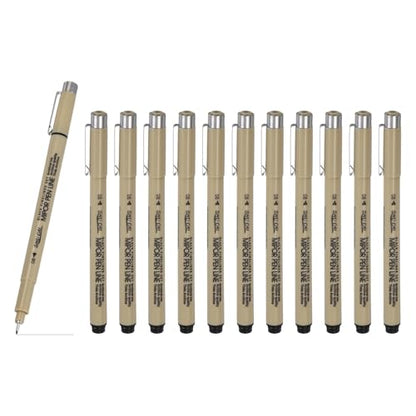 PATIKIL Fineliner Pens, 12 Pcs 08 0.5mm Fineliner Marker Black Waterproof Ink Archival Drawing Pens Art Supplies Set for Sketching Journaling Scrapbooking Artist Illustration - size: 08 0.5mm