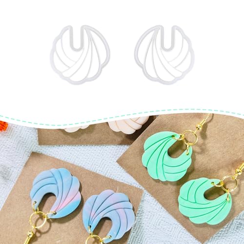 Xaekicr Polymer Clay Cutters – 2PCS Shell Swirl & Abstract Arch Clay Cutters for Polymer Clay Jewelry, Clay Tools and Earring Cutters for DIY Crafts and Earring Kit - color: C color