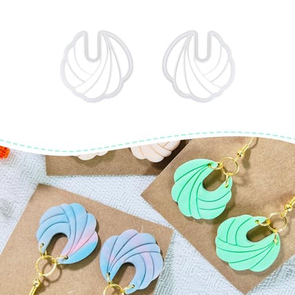Xaekicr Polymer Clay Cutters – 2PCS Shell Swirl & Abstract Arch Clay Cutters for Polymer Clay Jewelry, Clay Tools and Earring Cutters for DIY Crafts and Earring Kit - color: C color