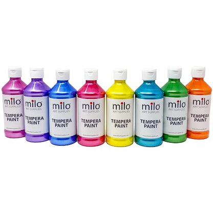 milo Washable Paint | Sparkle Pearlescent Tempera | Set of 8 Colors 8 oz Bottles | Made in the USA | Washable and Non-Toxic Glitter Arts & Crafts Poster Paints for Classroom, School, Project - style: Sparkle Pearlescent 8 x 8 oz Bottles