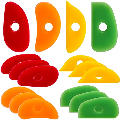 Sherr 12 Pcs Pottery Ribs for Pottery Tools and Clay Tools Soft Rubber Ribs Clay-Shaping Tool Ceramic Sculpting Kit for Smoothing, Trimming, and Contouring(Classic Style,Classic Color) - color: Classic Color, size: Classic Style