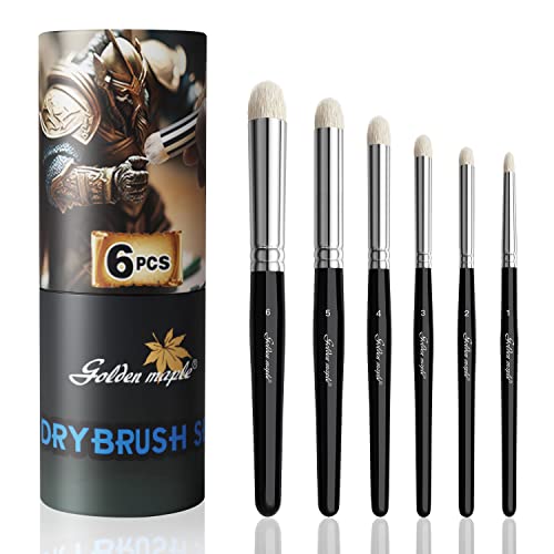 Golden Maple Dry Brush Miniature Painting Drybrush Set - 6PC Professional Modellers Miniature Paint Brushes for Miniatures, Model, Enamel & Fantasy Figurines Painting - color: Black