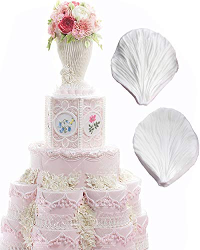 KALAIEN 5pcs Stainless Steel Peony Cutter 2pcs Fondant Silicone Mold Gumpaste Peony Sugarcraft Flower Veining Mold Veiner Petal Making Tool - color: Peony Set(7pcs)