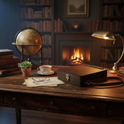 Gralara Writer's Carrier Box Multi-Functional Portable Writing Desk Bag Vintage Style Wooden Designer for Artists