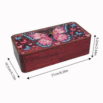Diamond Art Painting Storage Box Kit, DIY Rectangular Wooden Decorative Container Holder with Lid, Snack Jewelry Gem Art Organizer Case for Adults (Butterfly) - style: Butterfly