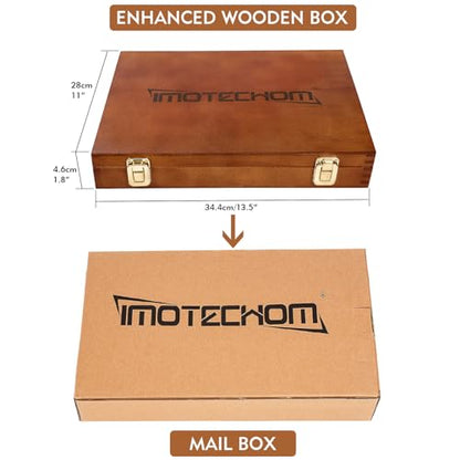 12-Pieces Woodworking Wood Carving Tools Chisel Set with Wooden Box, Razor Sharp CR-V 60 Steel Blades - size: 12PCS with Teak Wood Handle