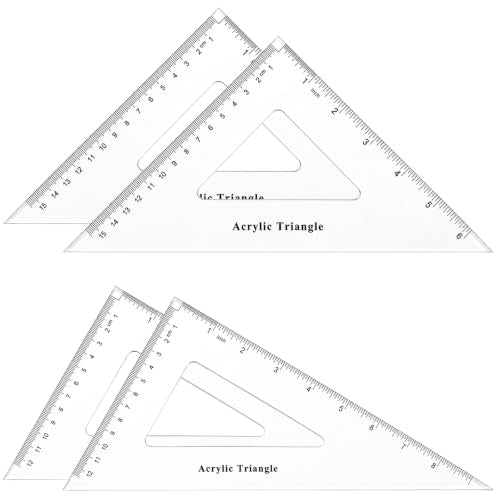Coopay 4 Pack Large Triangle Ruler Set Square, 30/60 and 45/90 Degrees | Triangle Ruler, Triangle Hollow, Math Drawing Drafting, Back to School, School Supplies, Classroom Supplies, Office - size: 2 Set