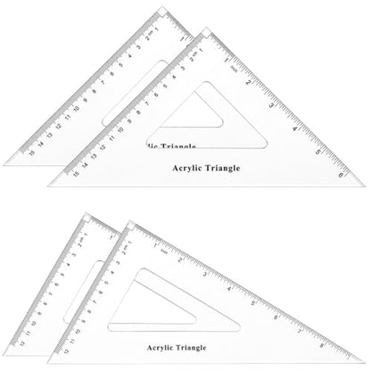 Coopay 4 Pack Large Triangle Ruler Set Square, 30/60 and 45/90 Degrees | Triangle Ruler, Triangle Hollow, Math Drawing Drafting, Back to School, School Supplies, Classroom Supplies, Office - size: 2 Set
