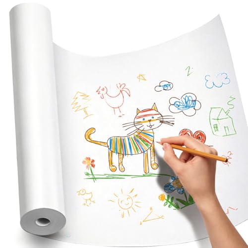 PerkHomy Craft Paper Roll 15" x 900" (75') Kraft White Easel Paper Roll for Gift Wrapping Moving Art Floor Covering Packing Painting Drawing Paint Poster Chart Paper (White, 15" W x 900" L (75')) - color: White, size: 15" x 900" ( 75' )