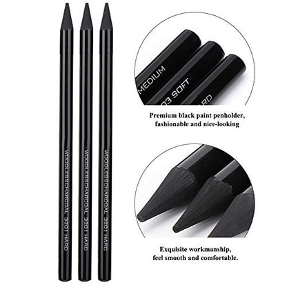 Pssopp 3Pcs Woodless Charcoals Pencils, Charcoal Drawing Bar Sticks Sketch Pencils Artist Art Drawing Sketching Painting Tools Stationery For Students Adults Artist and Beginner