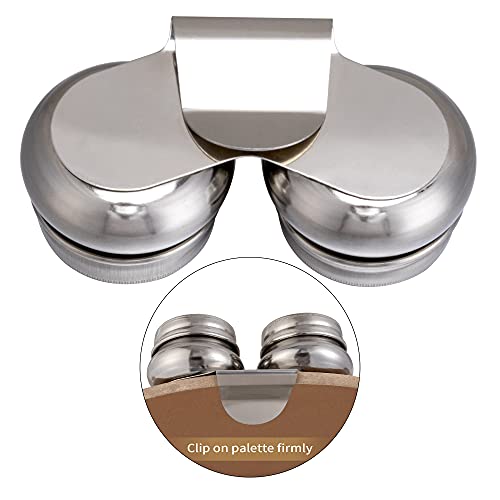 MyLifeUNIT Large Mouth Double Dipper Palette Cup | 304 Stainless Steel, Wide Mouth, Dual Sealed Lids, Leak-Resistant Silicone Gasket, Wide Metal Clip, Clamps onto Palette Edge
