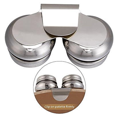 MyLifeUNIT Large Mouth Double Dipper Palette Cup | 304 Stainless Steel, Wide Mouth, Dual Sealed Lids, Leak-Resistant Silicone Gasket, Wide Metal Clip, Clamps onto Palette Edge