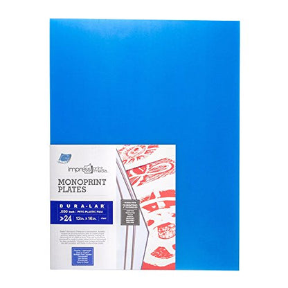Grafix Impress Print Media Monoprint Plate – 12" x 16”, Pack of 24 – Transparent, Lightweight, Non-Porous .030” Dura-Lar Monoprinting Surface, Economical Alternative to Metal or Glass Plates - size: 12"x16"x0.030", style: Clear, Pack of 24