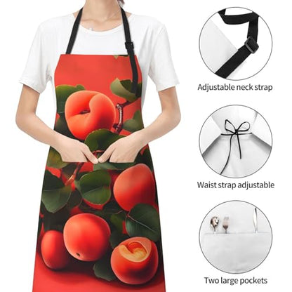Cartoon heart sun Heavy Duty Waterproof Apron with Pockets for AdultsResistant Grilling, Gardening, Painting - color: Red Apricot