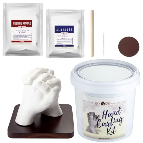 Hand Casting Kit for Couples, DIY Plaster Statue Molding Kit, Wooden Mahogany Base DIY Hand Mold Kit, Anniversary for Men, Women, Wedding Gift, Mother's Day Gifts for Wife, Valentine's Day Gift