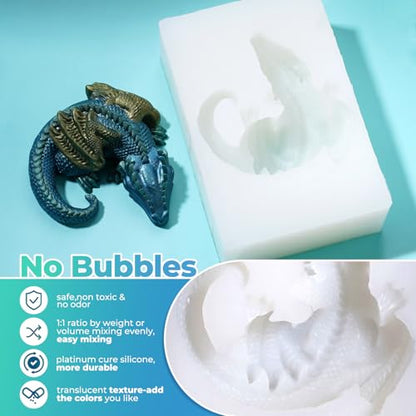 LET'S RESIN Silicone Mold Making Kit Liquid Silicone Rubber 140oz/1 Gallon Translucent Clear Mold Making Silicone-Mixing Ratio 1:1-Molding Silicone for Resin Molds,Silicone Molds Maker DIY Making - size: 140 oz