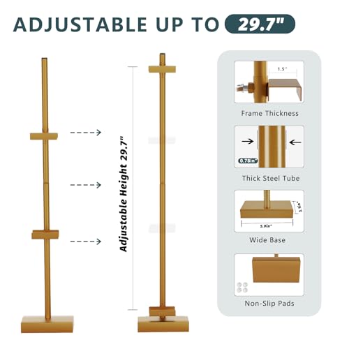 Tabletop Picture Frame Stand, Adjustable for Frames Up to 29" H, Frame Holder Stand Table Easels for Display, Metal Standing Easel Display Stand for Picture Frames, Artwork, Canvas (Gold)
