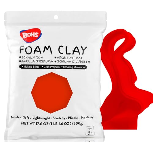 BOHS Red Modeling Foam Clay - 1.1 Lbs, Squishy,Soft, Air Dry -for Flower Mirror,Cosplay,Fake Bake, Slime Supplies-500g - color: Red, size: 500 g