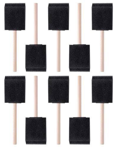 WAFJAMF 10 Pack Poly Foam Paint Brushes 2 Inch Sponge Painting Brushes Wood Handle Paint Sponges Set for Painting Cleaning - size: 10 Pcs