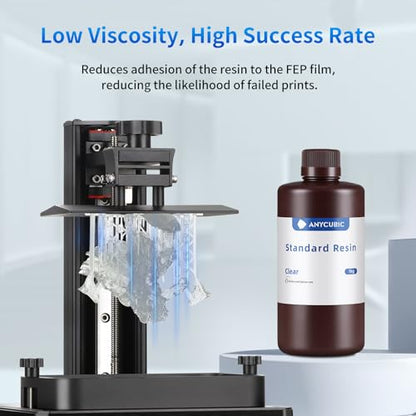ANYCUBIC 3D Printer Resin, 405nm SLA UV-Curing Resin with High Precision and Quick Curing & Excellent Fluidity for LCD 3D Printing (Clear+Clear, 2kg) - color: Clear, size: 2kg