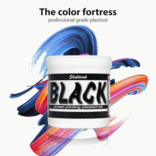 Shaliteink® Screen Printing Plastisol Ink Black - Highly Opaque Screen Printing Ink for Cotton, Polyester and Other Fabrics (16oz.) - color: Black, size: 16 fl oz