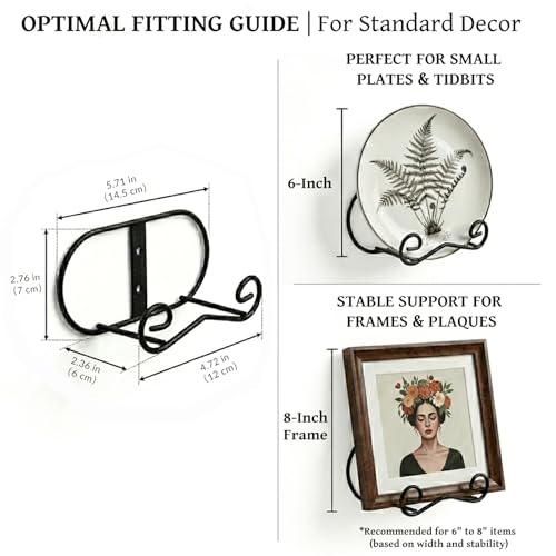 LIONWEI LIONWELI Plate Hangers for the Wall - 2 Pack Metal Wall Mount Display Holders for 6"-9" Decorative Plates, Small Picture Frames, Plaques and Signs - Includes Anchors and Screws - size: Medium with Screws