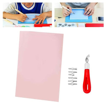5 Pieces Rubber Carving Blocks Rubber Stamp Carving Blocks Engraving Tool Set Soft Stamping Block for DIY Crafting and Suitable for Scrapbook, Style A - color: Style a