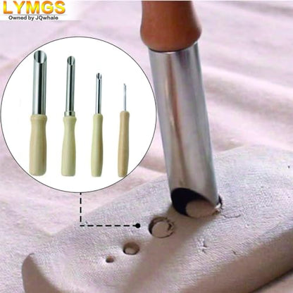 LYMGS Clay Circular Hole Cutter Tool Set, Wood Handle & Stainless Steel Round Hole Cutter for Pottery Sculpture DIY Clay Modeling, 4 Sizes a Pack
