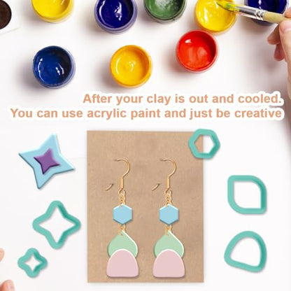 31Pcs Basic Polymer Clay Cutters Geometric Clay Earrings Cutters Polymer Jewelry Cutter for Earrings Making Party Festival DIY Supplies - color: Basic