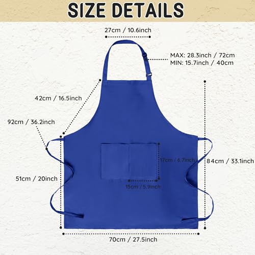 Chef Apron for Men and Women Wash Free Bib Apron with 2 Pockets Water & Oil Proof Adjustable Aprons - color: Blue