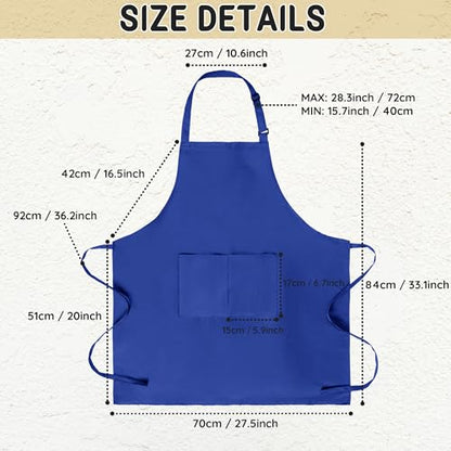 Chef Apron for Men and Women Wash Free Bib Apron with 2 Pockets Water & Oil Proof Adjustable Aprons - color: Blue