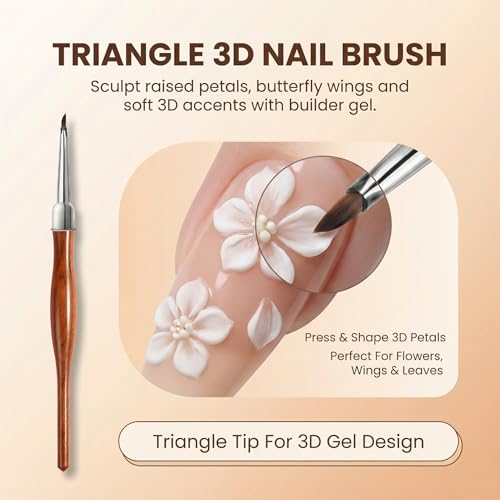 2Pcs Nail Art Brush Set, Multi-Functional 3D Nail Pen for Gel Extensions, Builder Nail Gel Design and Home DIY Manicure (Wood Color) - color: Wood Color 2PCS