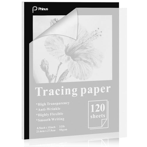 120 Sheets Tracing Paper for Drawing, 8.5”x 11” Trace Paper, Translucent Vellum Paper Tracing Paper Pad, Tracing Pad for Sketching, Preliminary Drawing, Overlaying Images Tracing - size: 8.5”x 11”（120 Sheets）