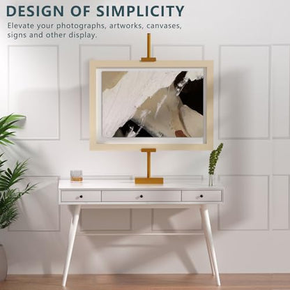 Tabletop Picture Frame Stand, Adjustable for Frames Up to 29" H, Frame Holder Stand Table Easels for Display, Metal Standing Easel Display Stand for Picture Frames, Artwork, Canvas (Gold)