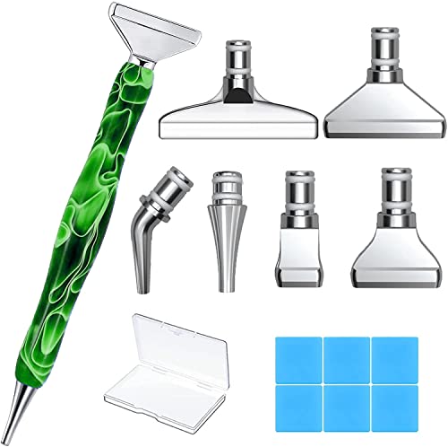 Heyseri Diamond Painting Pens, “Classic Wax Stylus” Diamond Art Pen, Gem Painting Tools Accessories, Gem Art Pen with Metal Tips for 5D Craft Nail - color: 14pcs-Green Pen+Silver