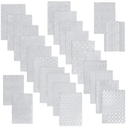 24 Pcs Polymer Clay Texture Sheets Boho Clay Fondant Texture Mats 17 x 25 Clay Texture Sheets for Pottery Earrings Jewelry Making